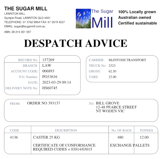 Misc Receivals Transactions