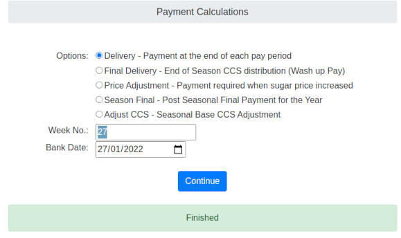 Payment Calculations Screen